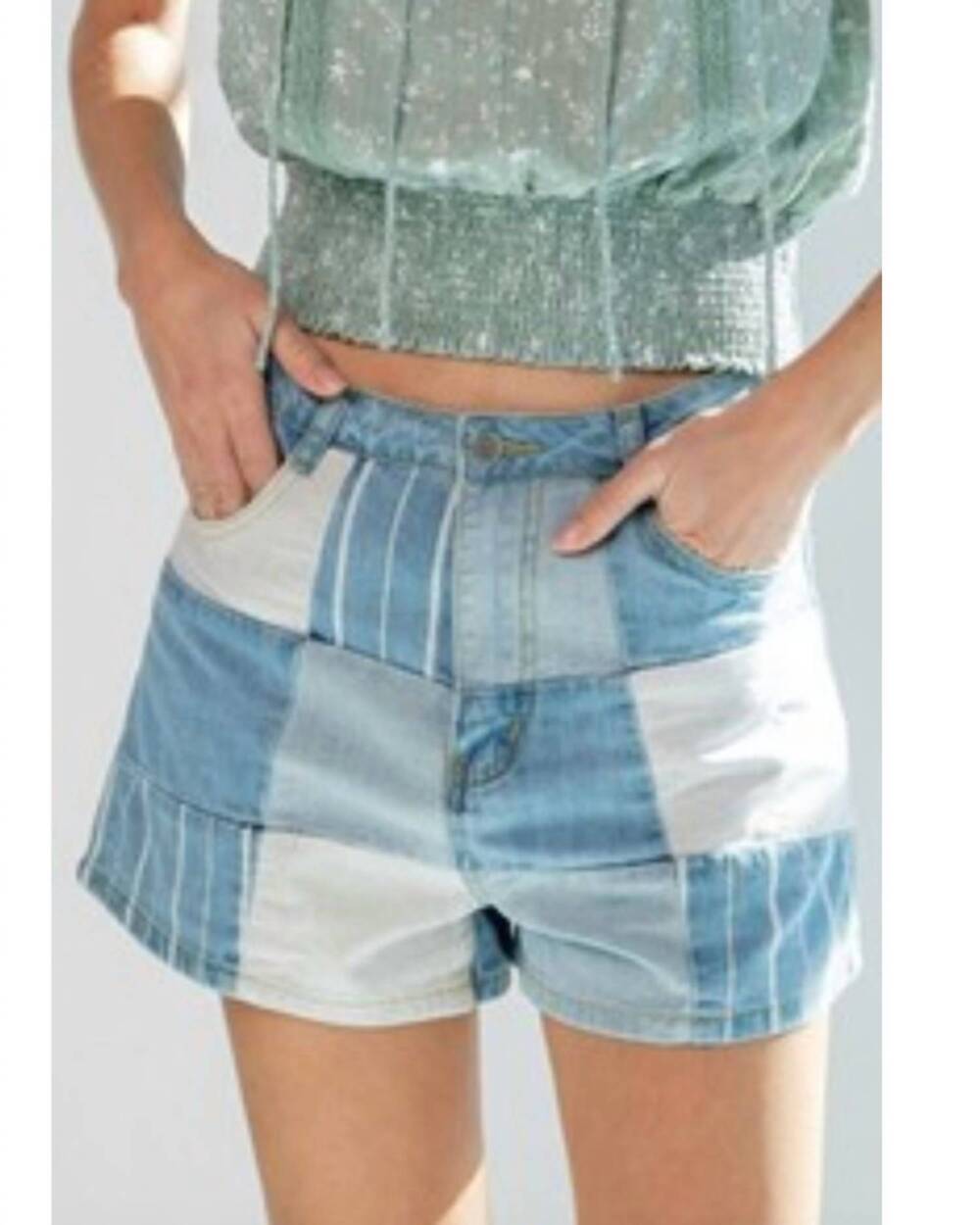 NEW EASEL patchwork and play denim short in blue